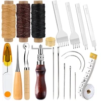 lmdz leather sewing kit with stitching needles waxed thread prong punch drilling awl leather sewing tools for diy leather craft