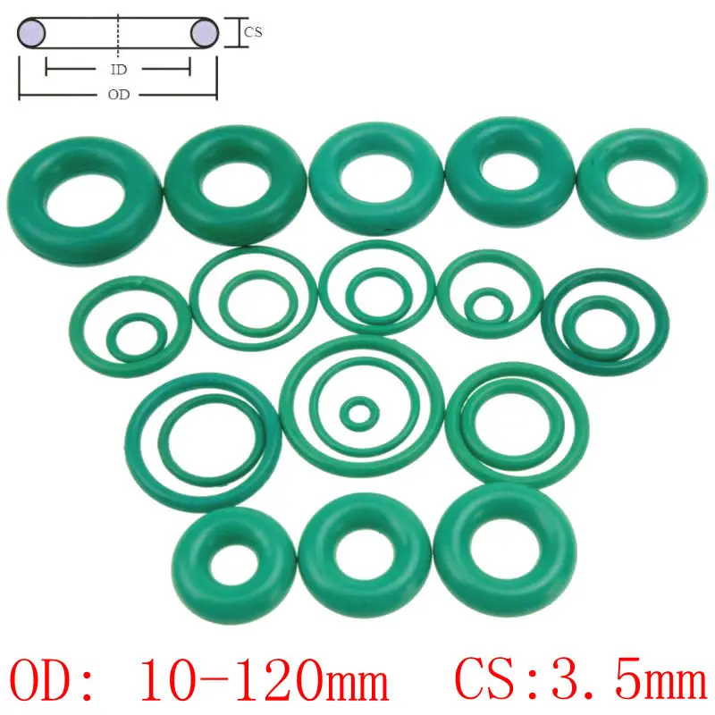 CS 4 мм OD13-100mm зеленый ФКМ Фтор резиновое уплотнительное кольцо