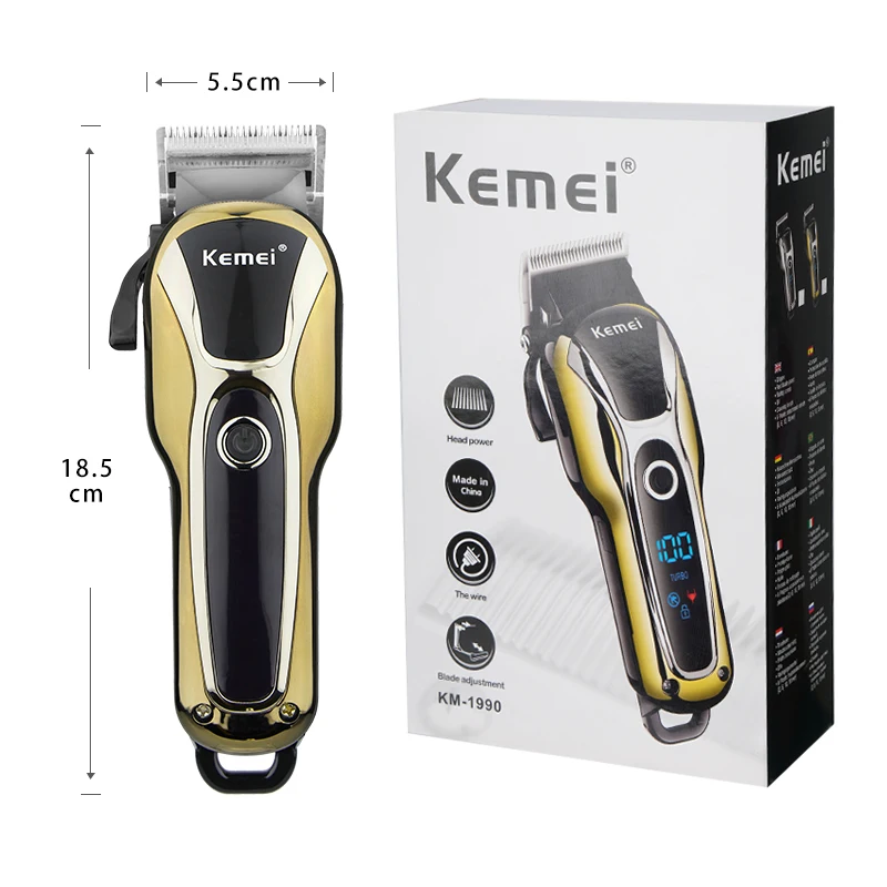 Машинка для стрижки волос Kemei F30 Мужская электрическая с ЖК-дисплеем 100-240 В |