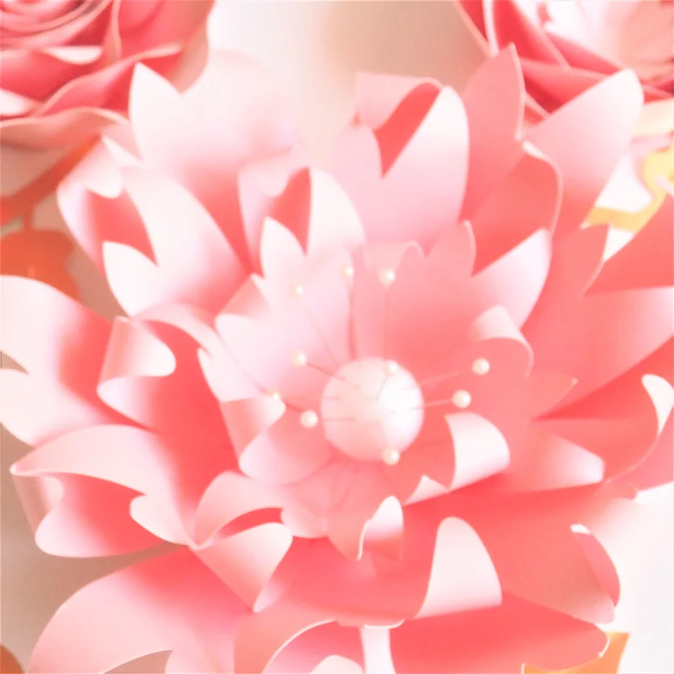 

Handmade Pink Rose DIY Paper Flowers Leaves Set For Wedding Event Backdrops Decorations Girls Nursery Wall Deco Video Tutorials