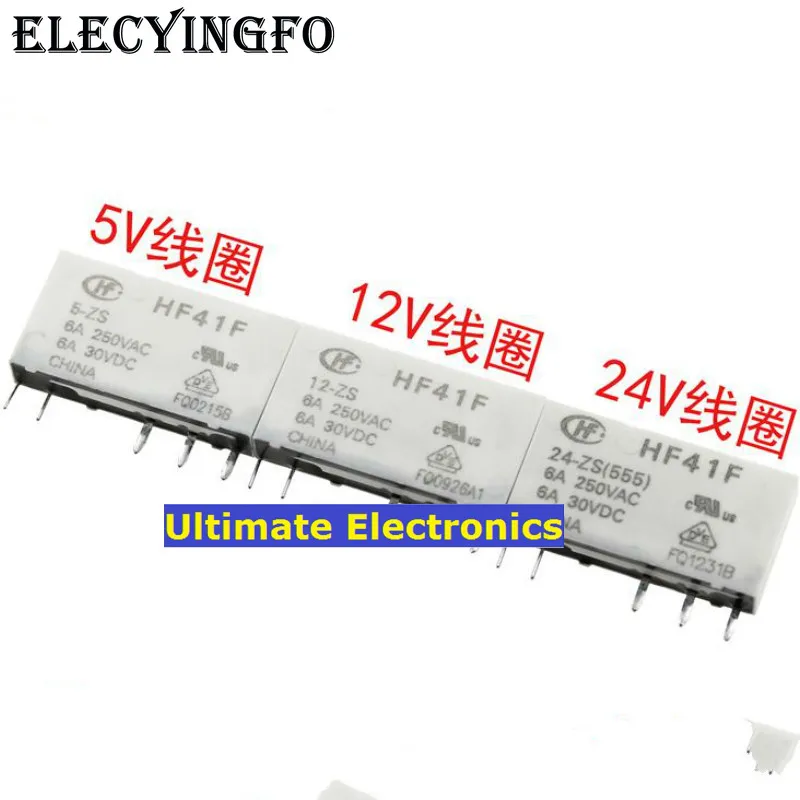 

5pcs HF41F 005 012 024 -ZS HF41F-005-ZS HF41F-012-ZS HF41F-024-ZS A set of conversion 5 feet 6A 5V 12V 24V Relays