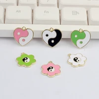 zinc alloy enamel charms tai chi flowers heart charms 10pcslot 18mm for diy necklaces bracelets jewelry accessories