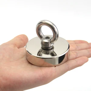 Спасательный магнит, 4 размера, сильный, мощный, Круглый, неодимовый, с крючком, снаряжение для морской рыбалки, держатель, крепление с кольцом