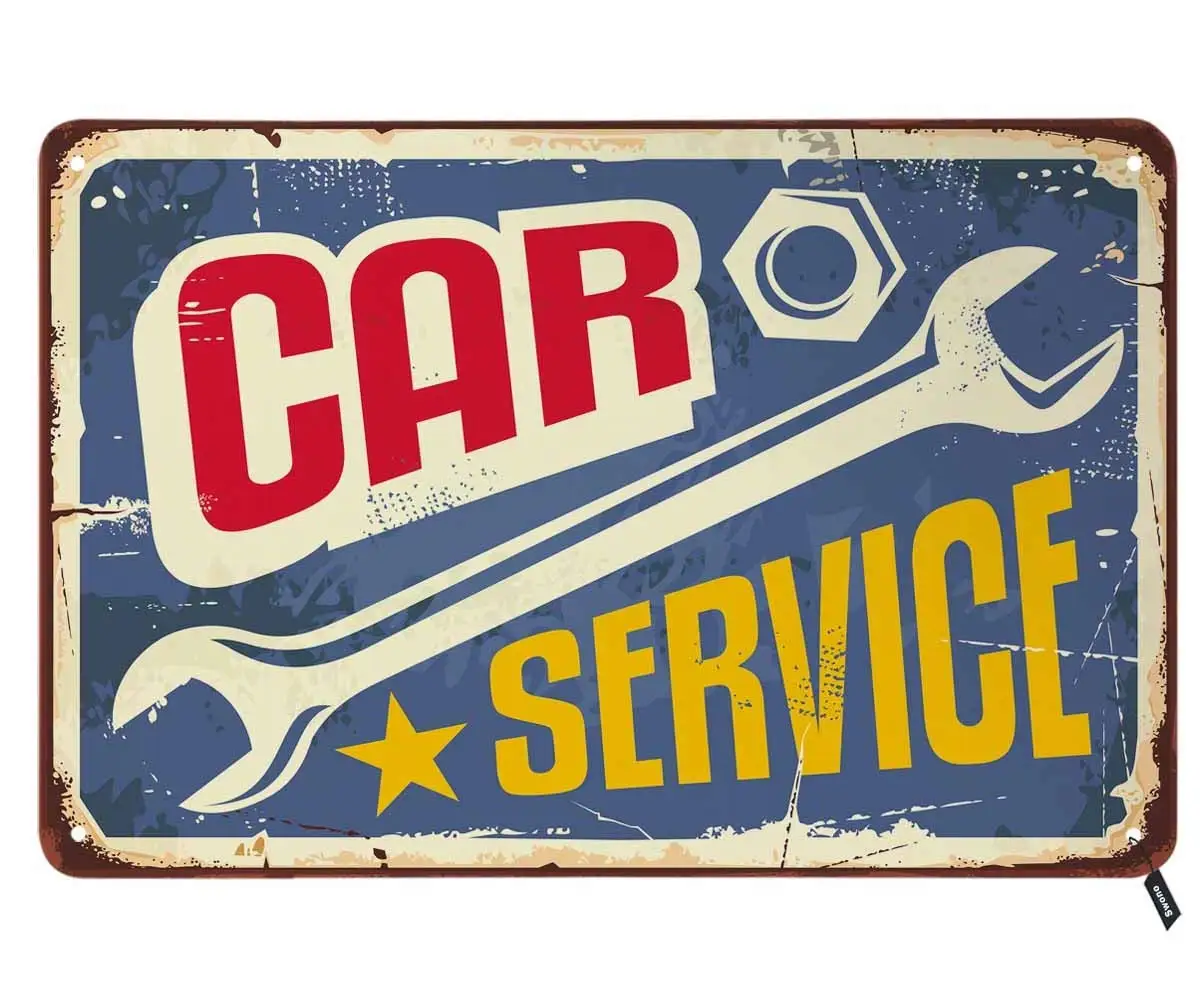 

Car Service Tin Signs,Blue Vintage Metal Tin Sign for Men Women,Wall Decor for Bars,Restaurants,Cafes Pubs,12x8 Inch