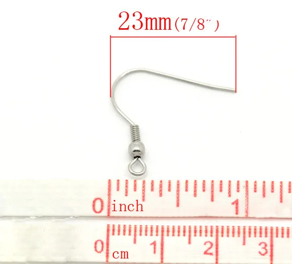 Серьги шампуры из нержавеющей стали сережки серебристого цвета 23 мм (7/8 &quot) x 22