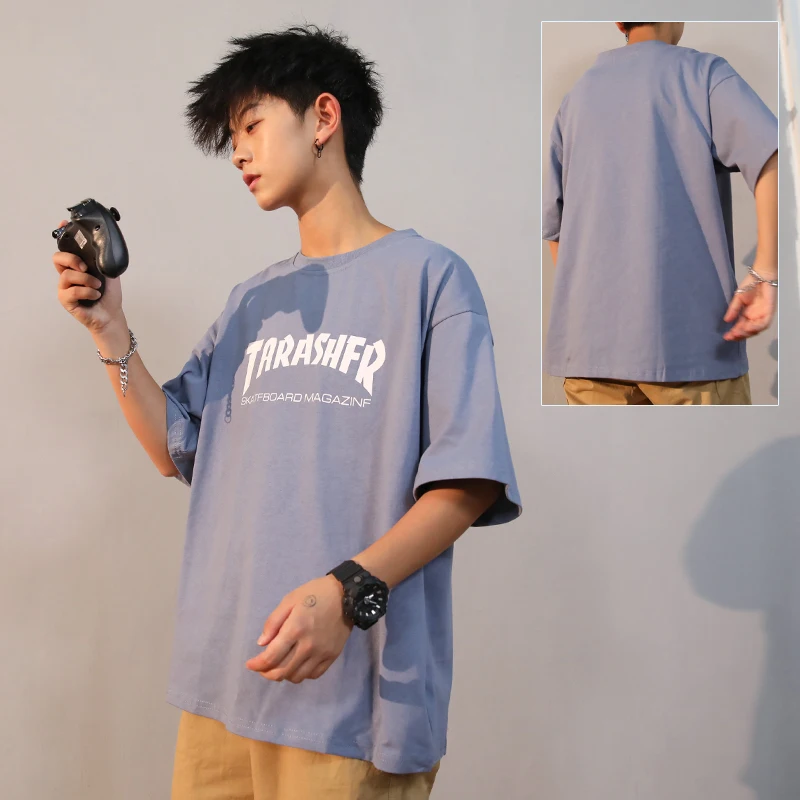 

Hong Kong Style T-shirt Men's Loose Clothes Men's Short Sleeve Men's Fashion Summer 5-sleeve Men's Fashion Korean Top