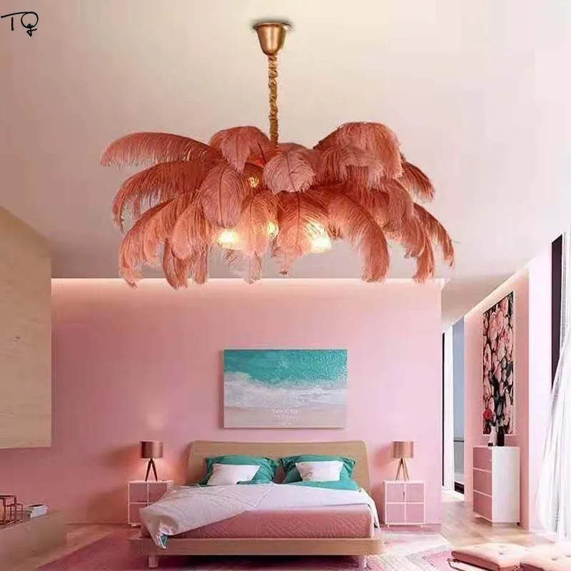 Роскошный подвесной светильник в скандинавском стиле с медными страусиными