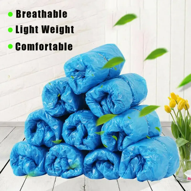 Новая мода 100 шт. бахилы Пластиковые Одноразовые Бахилы Галоши Водонепроницаемый