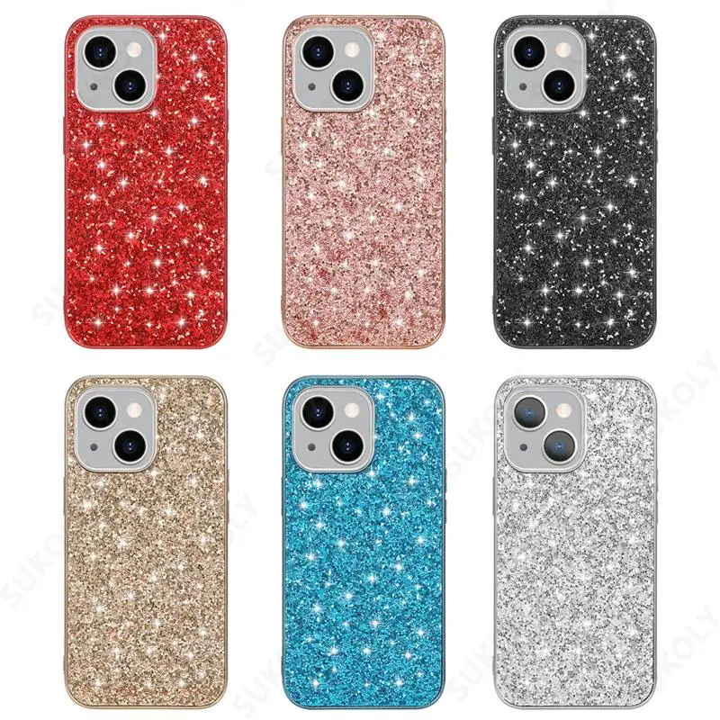 Shiny Bling Glitter Case for iPhone 14 13 12 11 Pro Max 13 12 mini 14 XS X XR 7 8 Plus SE 2020 Rhinestone Soft TPU Case Cover