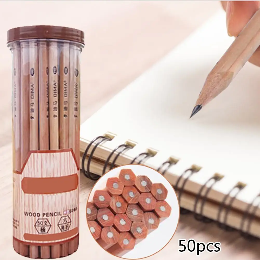

Newest 50pcs HB Pencils Environment-friendly Non-toxic Graphite Pencils Students Stationery Supplies Office School Supplies