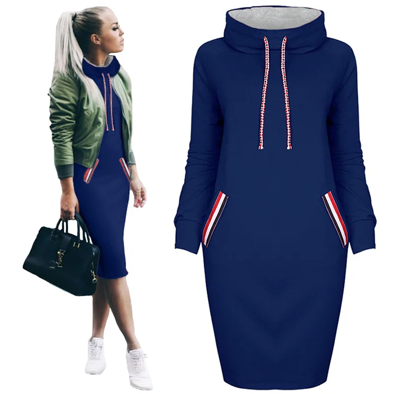 Горячая Распродажа осеннее и зимнее 2020 модное платье средней длины с высокой