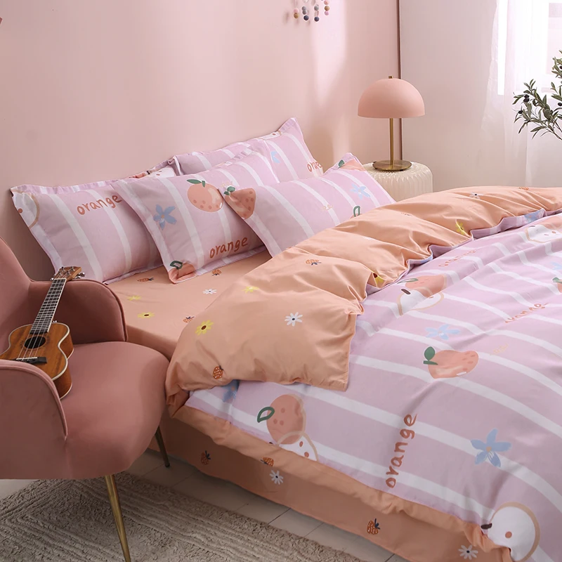 Комплект постельного белья в розовую и белую полоску пододеяльник 220x240 с