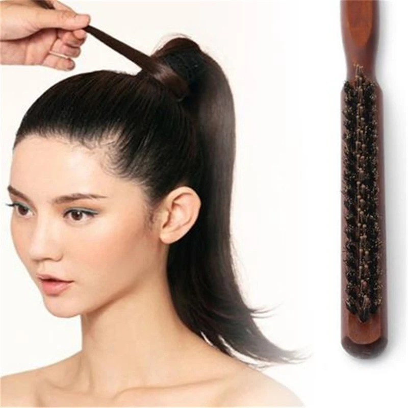 

1PC Professional Wooden Handle Salon Comb Hair Teasing Brush Back Comb Natural Boar Bristle Hairbrush Hairdressing Styling Tools