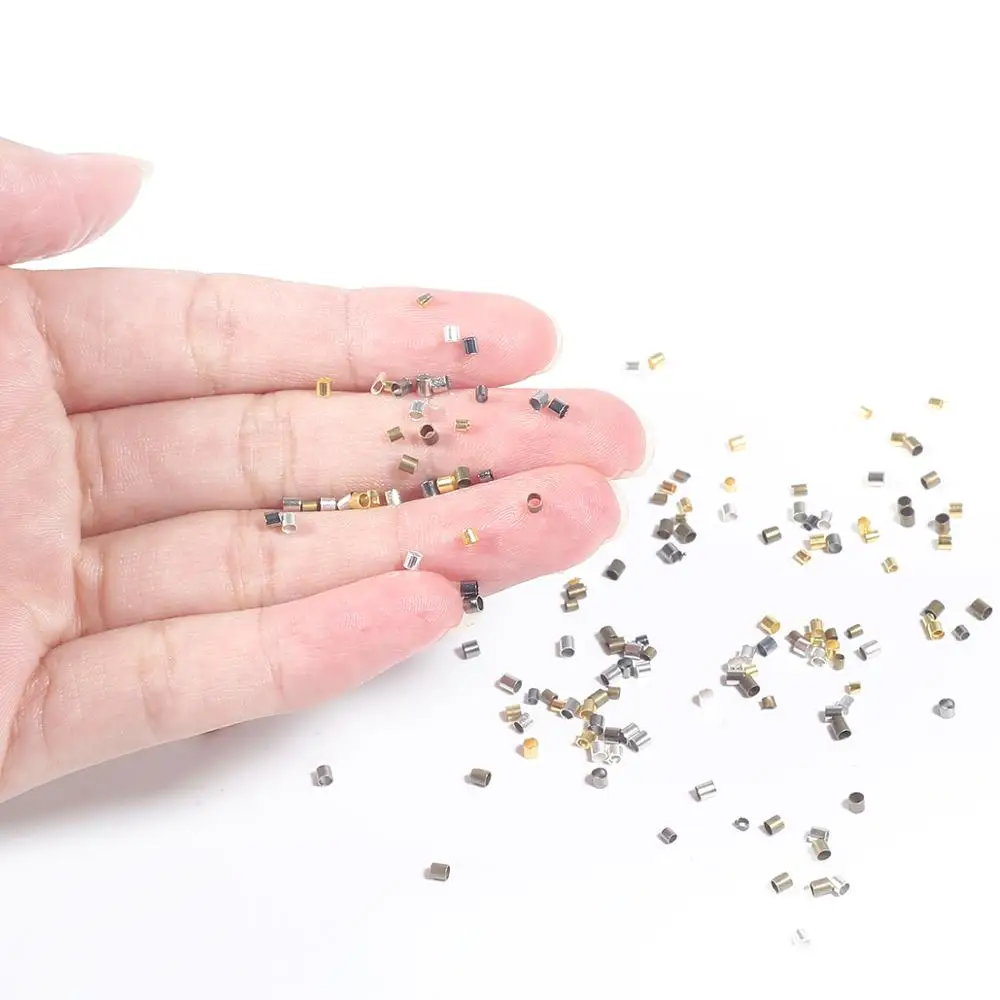 Обжимные концевые бусины для ювелирных изделий золотистые/Серебристые/медные