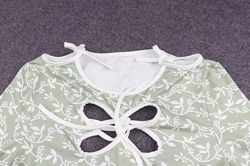 

Women Y2K Butterfly Bandage Long Sleeve Green T-Shirts Vintage Hollow Out O-Neck Solid Color Fashion Tops Gothic Tees Punk