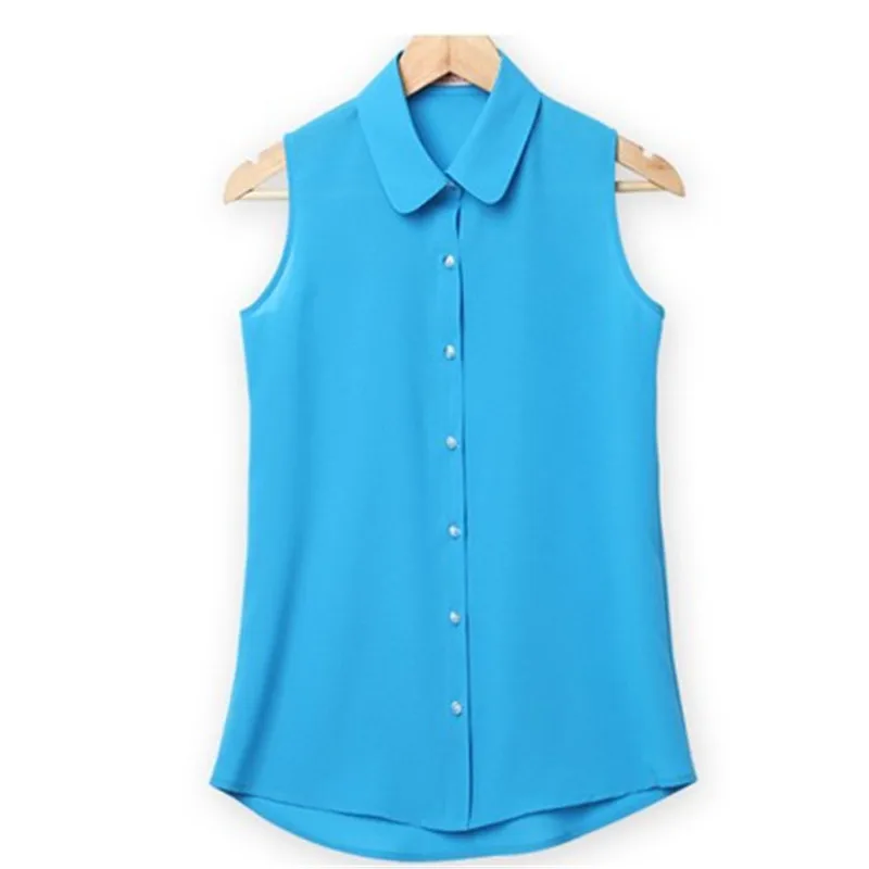 Camisa Blusas Femininas Топы женские летние без рукавов шифон рубашки блузки белая блузка