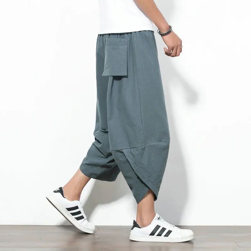 Estate uomo 100 cotone Harem pantaloni pantaloncini stile cinese Casual Hip Hop Streetwear coulisse pantaloni corti da spiaggia di grandi dimensioni 5XL
