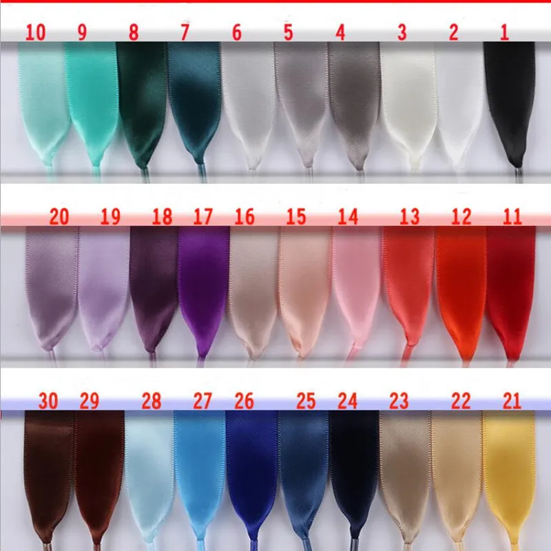 30Pairs Candy Color Grosgrain Ribbon Shoes 2cm Polyester Satin Glossy Silk Band For Shoelace Accessories Dropshipping