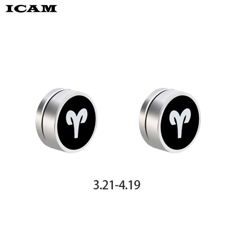 Серьги клипсы ICAM в стиле панк круглые магнитные заглушки из нержавеющей стали