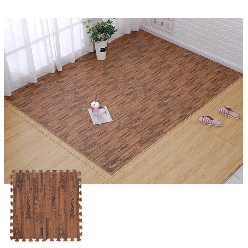 

16 Pcs 30X30cm Imitation Wood Foam Exercise Puzzle Mats Floor Mats Gym Kids Play Mats Children Carpets Dark Color