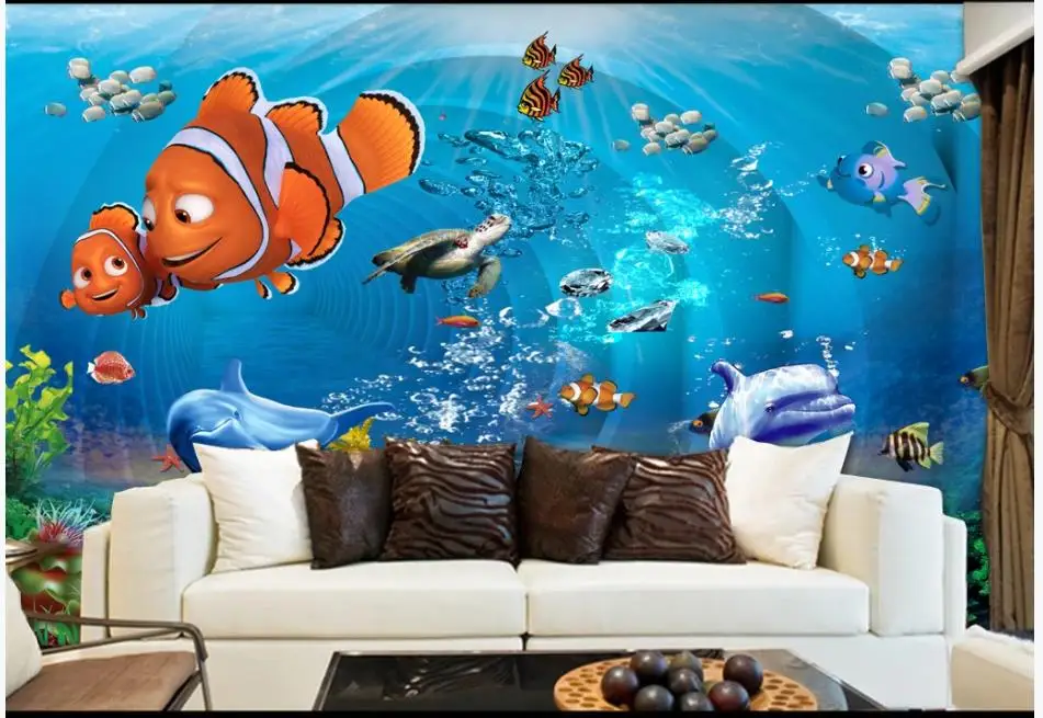 Пользовательские фото обои для стен 3 d фрески 3d подводный мир красивые дельфины