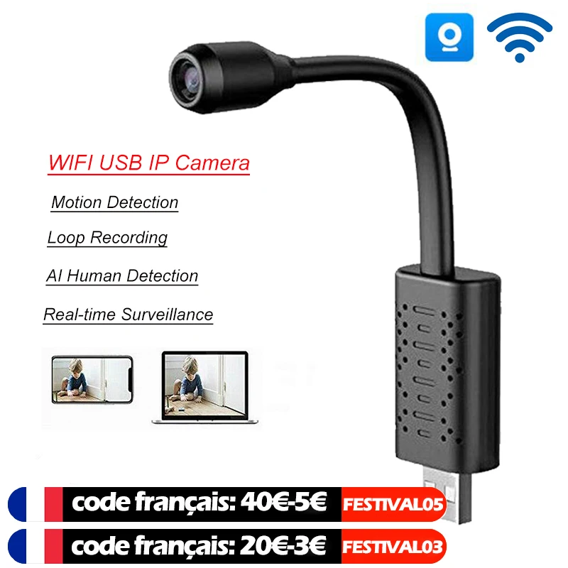 Мини-камера видеонаблюдения с Wi-Fi IP USB Full HD 1080P | Безопасность и защита