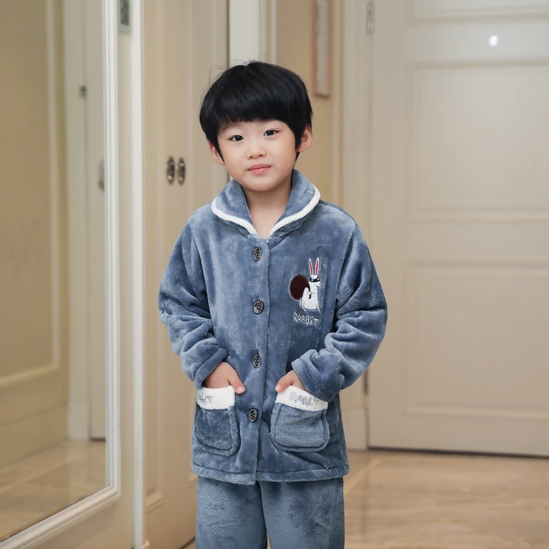 Infantil/детская одежда; зимние пижамные комплекты; утепленная Пижама; Комплект для малышей; повседневная детская фланелевая одежда для сна с отложным воротником; Подростковая Пижама - Цвет: style 7