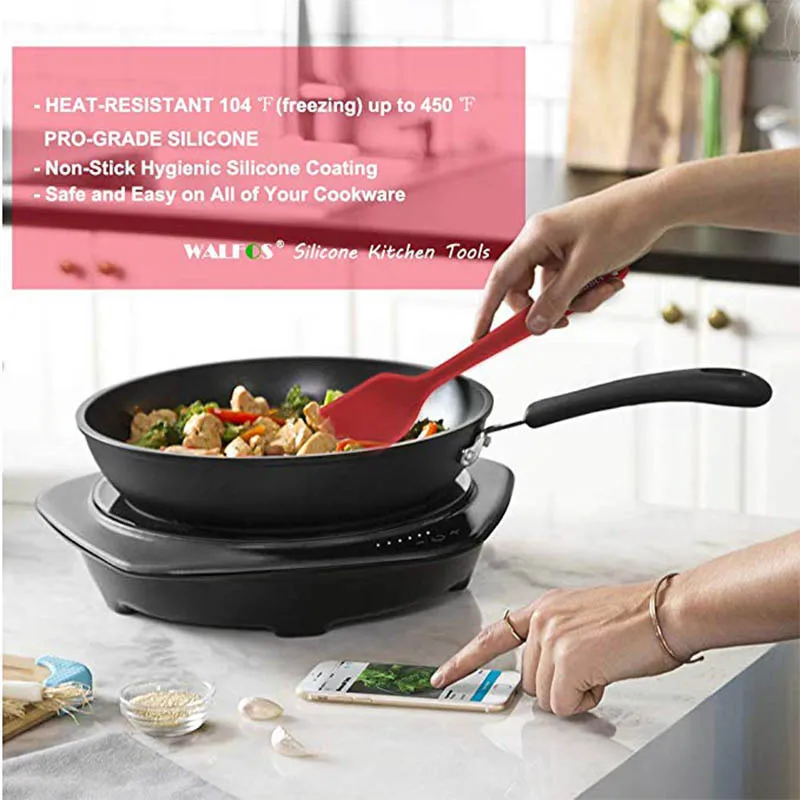 Силиконовый шпатель WALFOS для приготовления пищи антипригарный силиконовый