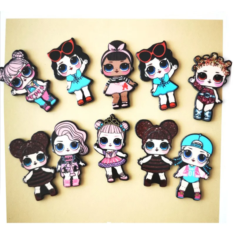 

Original DIY cartoon jewelry accessories lol surprise doll girl acrylic patch children's hair phone shell decoration 5pcs