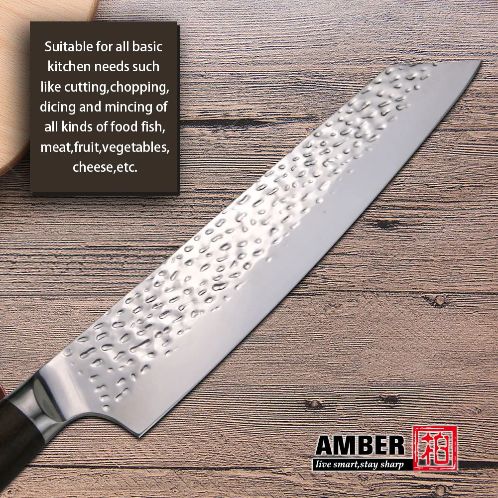 Янтарный нож 8 дюймовый Kiritsuke 7CR17 из нержавеющей стали лезвие высокоуглеродистой