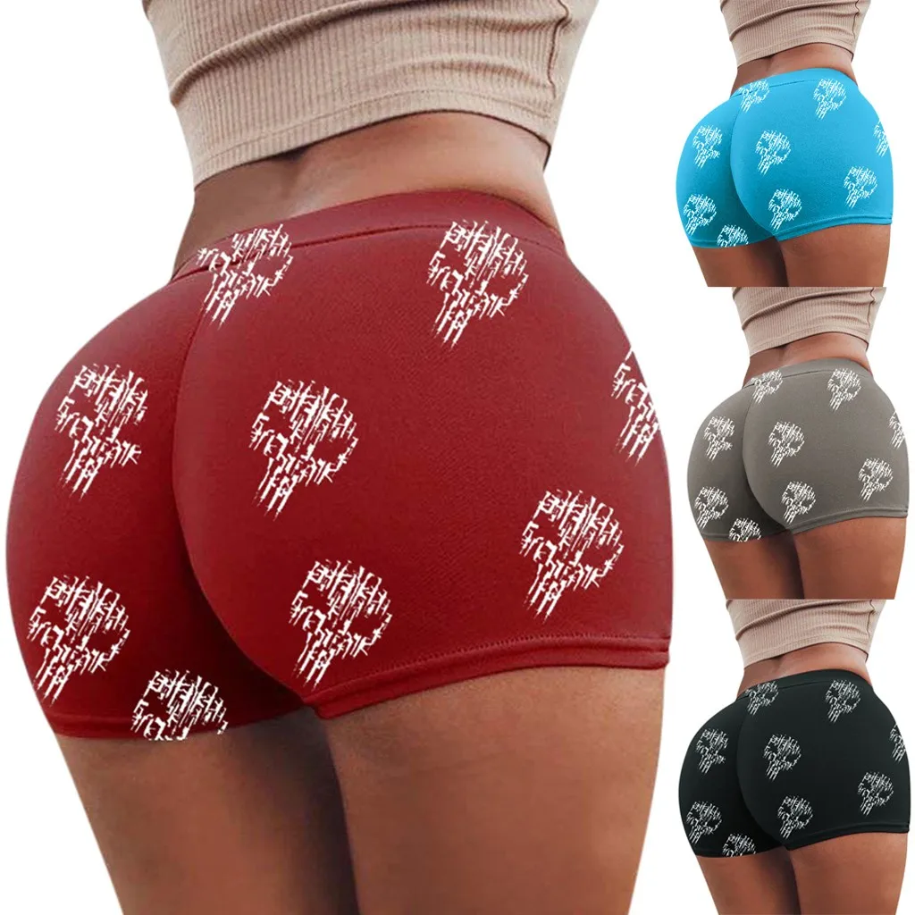 Летние брюки с черепом леггинсы женские принтом Спортивные Фитнес Браслет