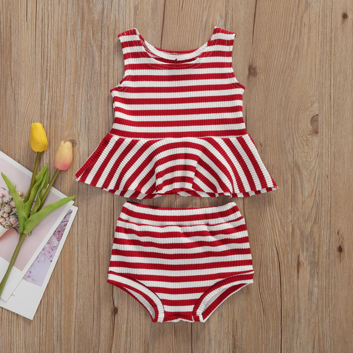 Комплект одежды для маленьких девочек из 2 предметов Свободный Топ без рукавов в