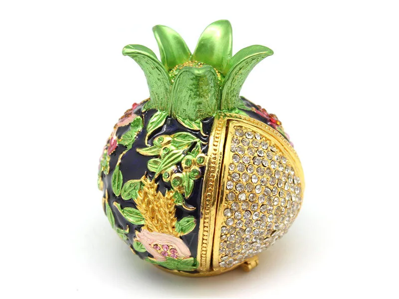 Коробочка в форме граната с фруктами Оловянная металлическая шкатулка для