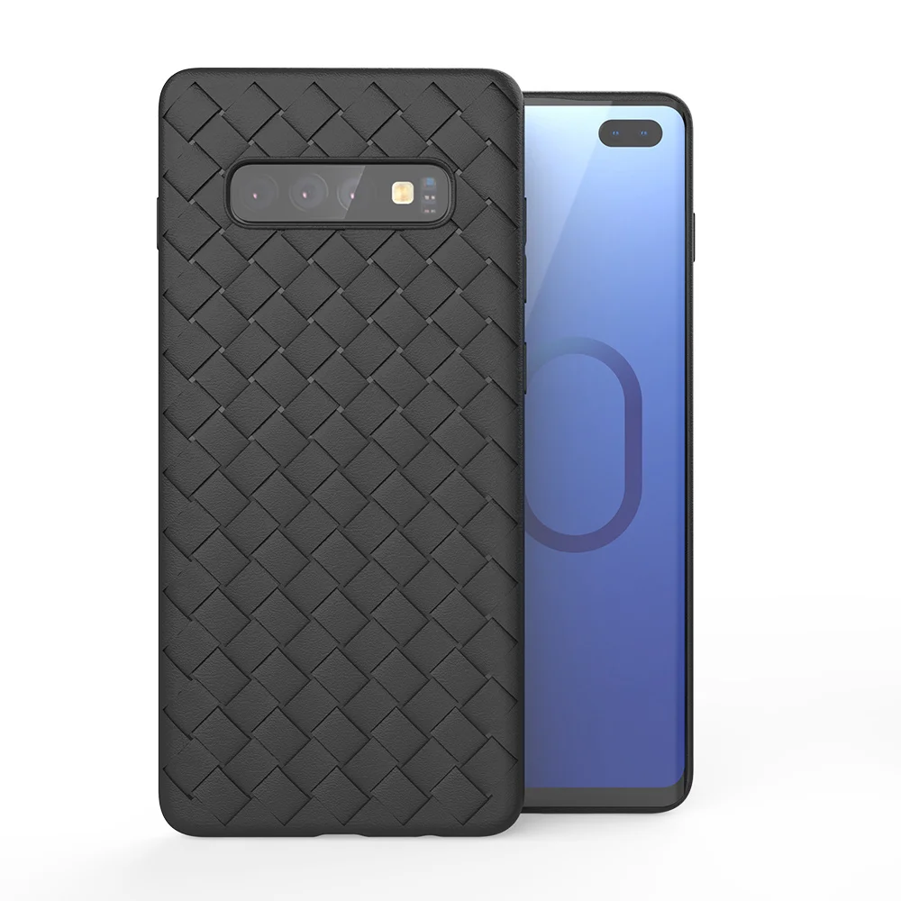Черный KEYSION чехол для телефона для samsung Galaxy S10+ Plus S10e Note 10 Pro 9 сетчатый тканый силиконовый чехол для A70 A50 A40 A30 A20 A10 A70S - Цвет: Черный