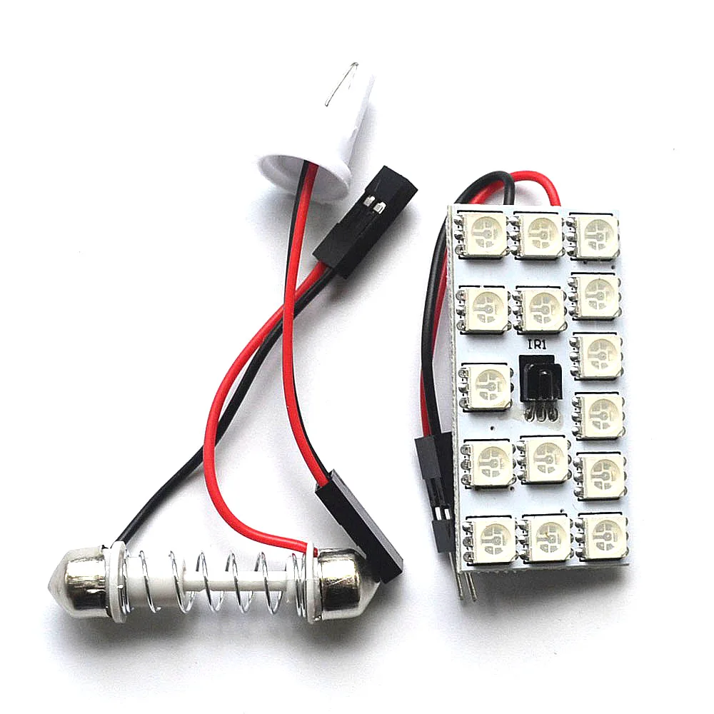 T10 RGB 5050 12SMD Автомобильный светодиодный пульт дистанционного управления Rgb Светодиодная панель для автомобиля интерьер Авто светильник s чтение купол фестон BA9S адаптер DC 12v светильник - Испускаемый цвет: only 15mm
