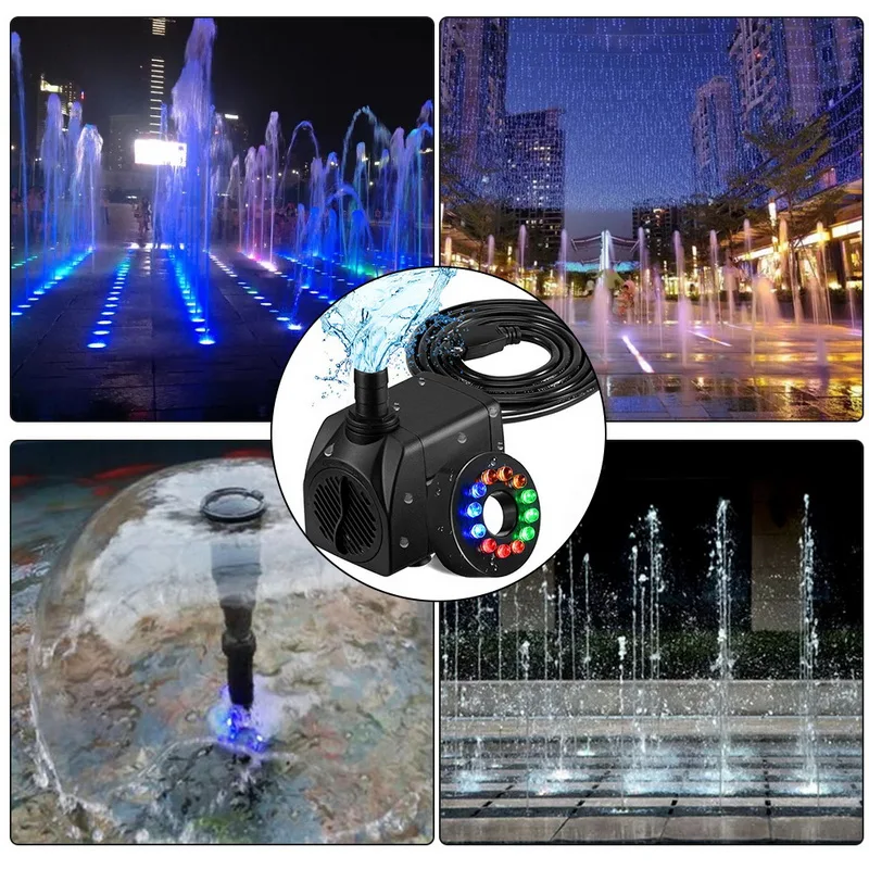 Погружной водяной насос со светодиодной подсветкой регулируемый поток воды или