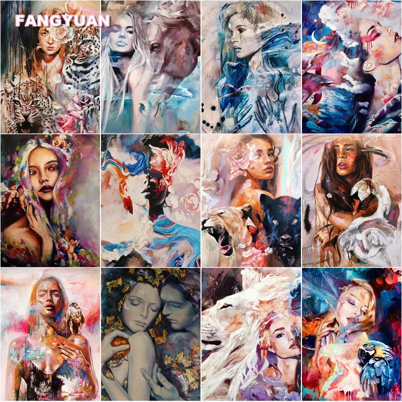 

Diamond Painting Hand Drawing Oil Paintings Diamond Mosaic and Animals Full Diamond Embroidery Handmade Gift Square Rhinestones