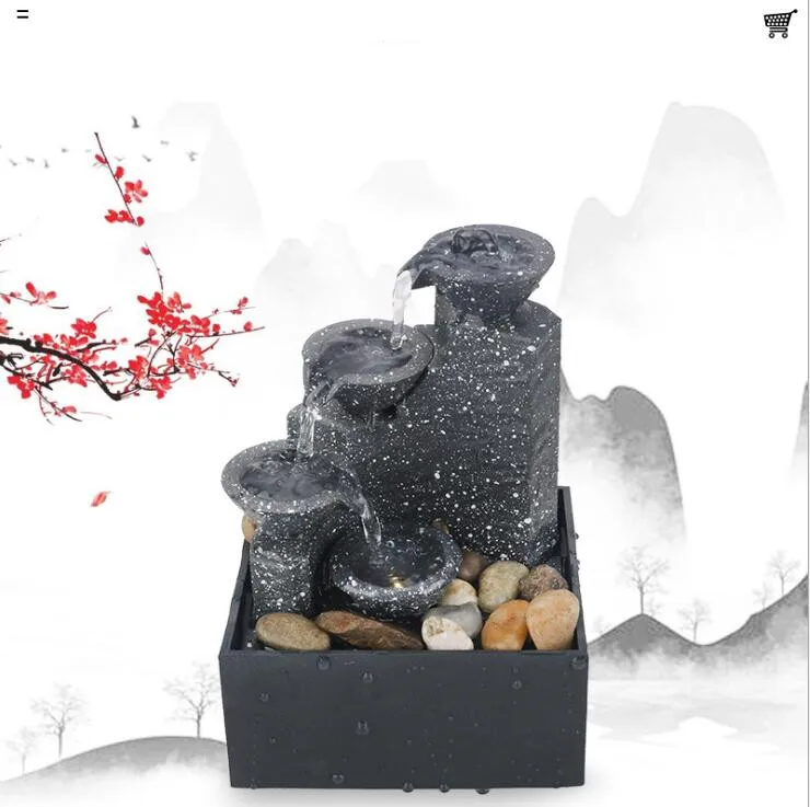 

USB Water Fountain Desktop Flowing Water Waterfall Office Ornament Tabletop Craft Indoor Home Table Decor Art Decoration