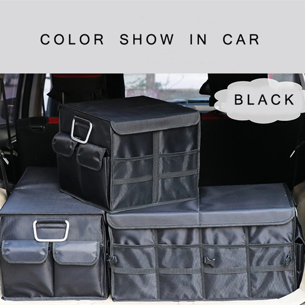 

B-LIFE Trunk and Car Organizer Bins with Leakproof Lining Waterproof Collapsible Durable Multi Compartments with Foldable Cover