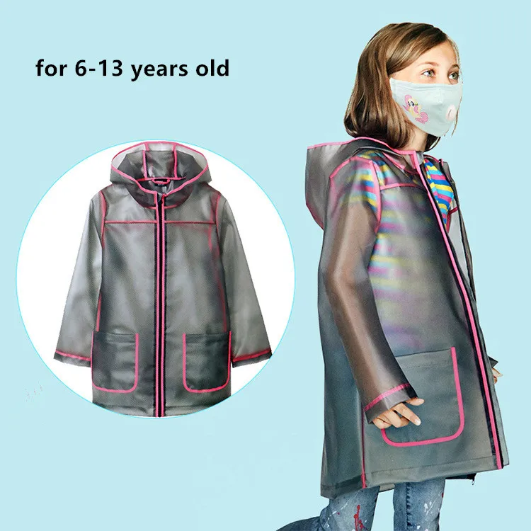 Длинный прозрачный дождевик для детей прозрачные плащ Женщины