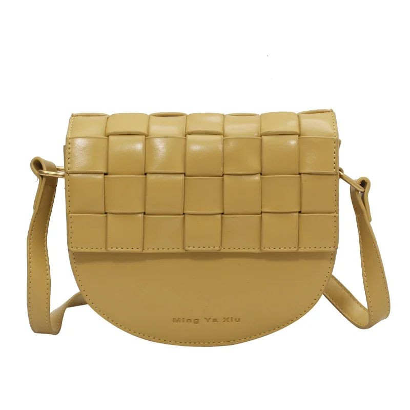 

Fashion Woven Plaid Ladies Shoulder Bag Small Flip Bag PU Leather Ladies Handbag Designer Ladies Solid Color Bag