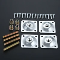 dreld 4sets iron furniture leg mounting plates 48x48mm soft table chair feet attachment plates with hanger bolts screws adapters