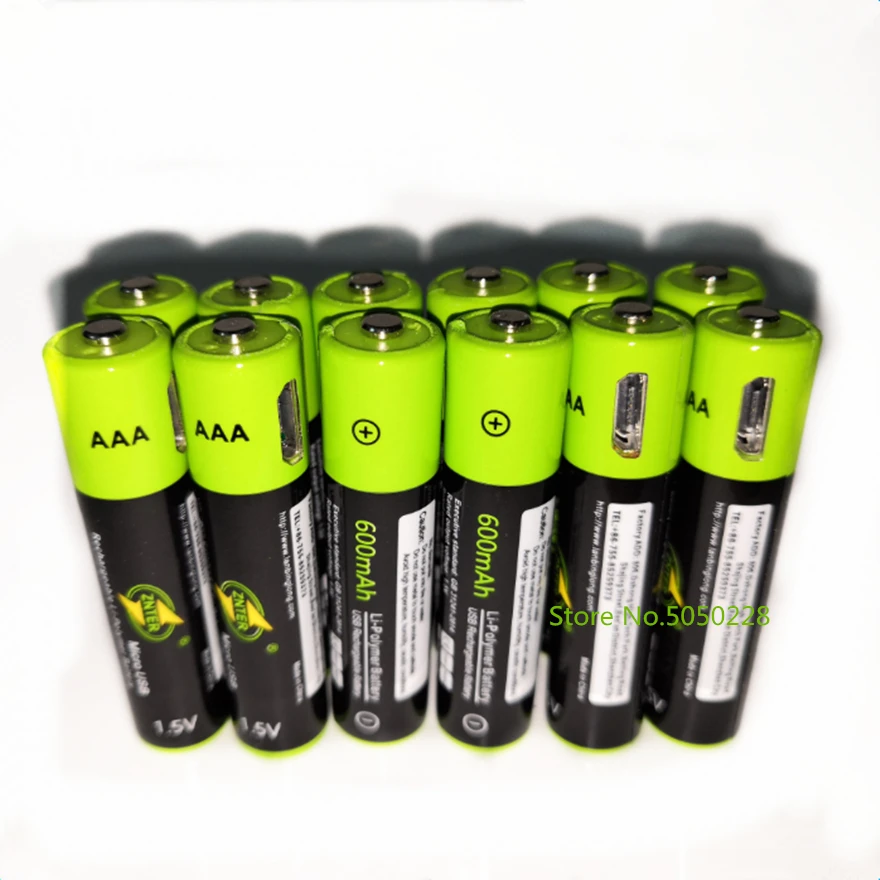 12pcs/lot ZNTER 1.5V AAA rechargeable battery 600mAh USB lithium polymer fast charging via Micro cable | Электроника