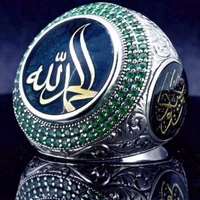new islam muslim rune pattern ring mens ring fashion bohemian crystal inlaid ring religious amulet accessories party jewelry