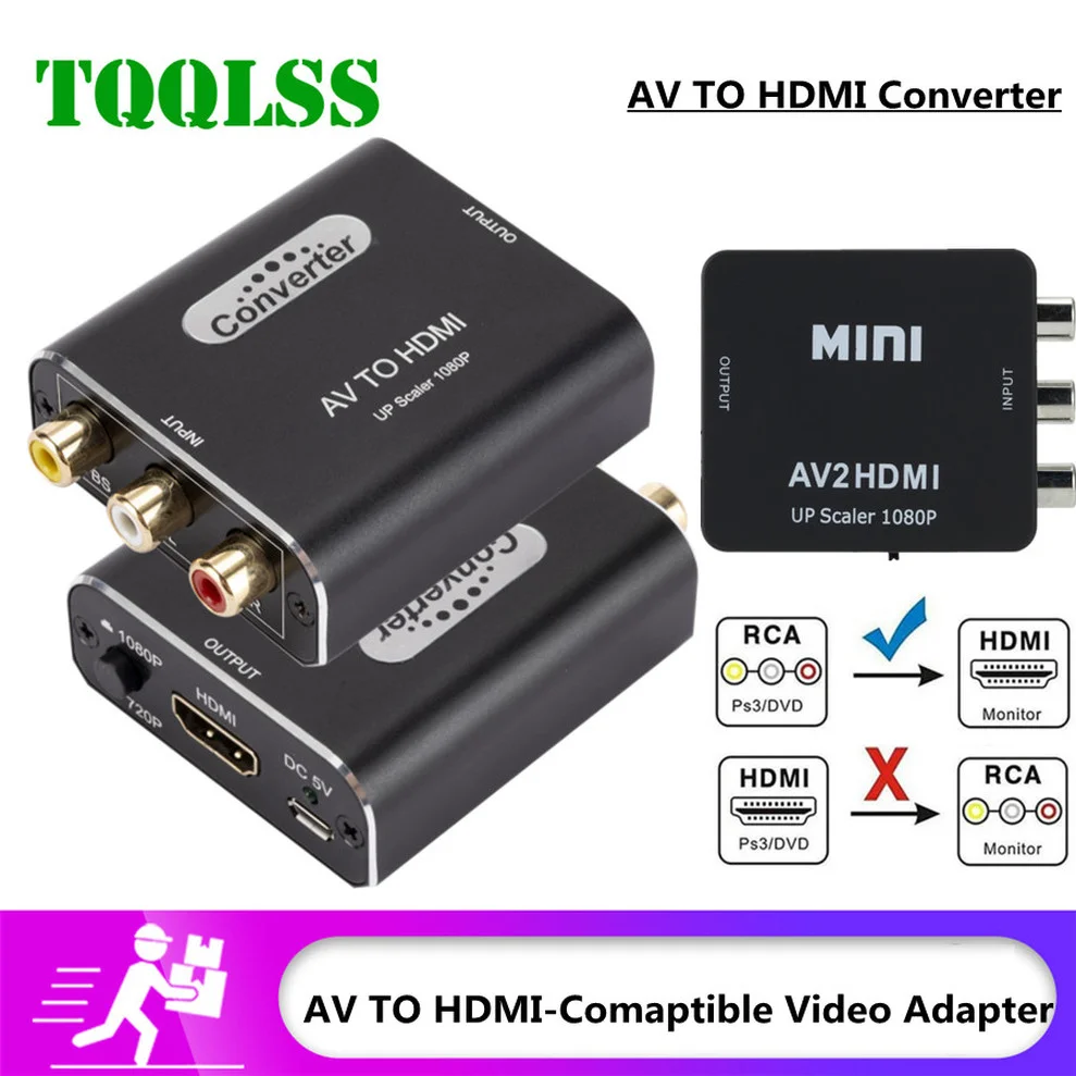 1080P AV-HDMI Mini RCA композитный CVBS видео аудио преобразователь адаптер коробка Прямая