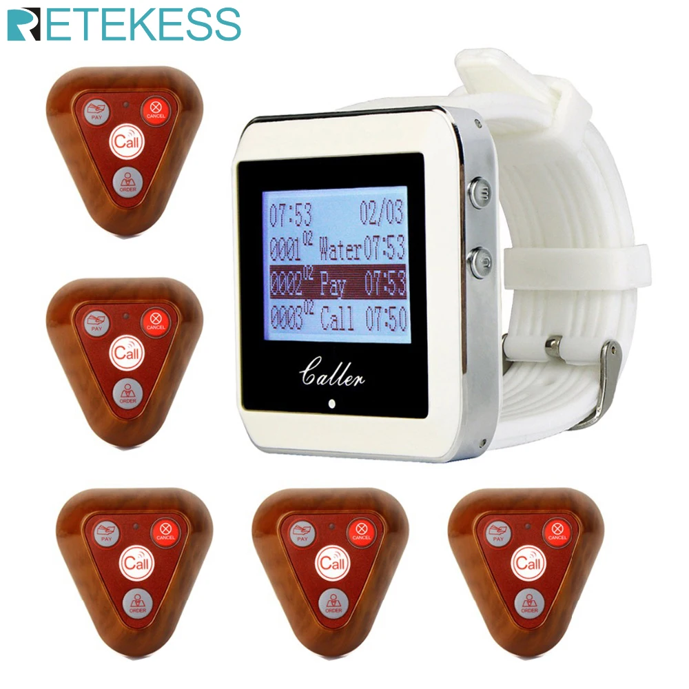 Retekess ресторанное оборудование пейджер Беспроводная система вызова кафе 5 шт.