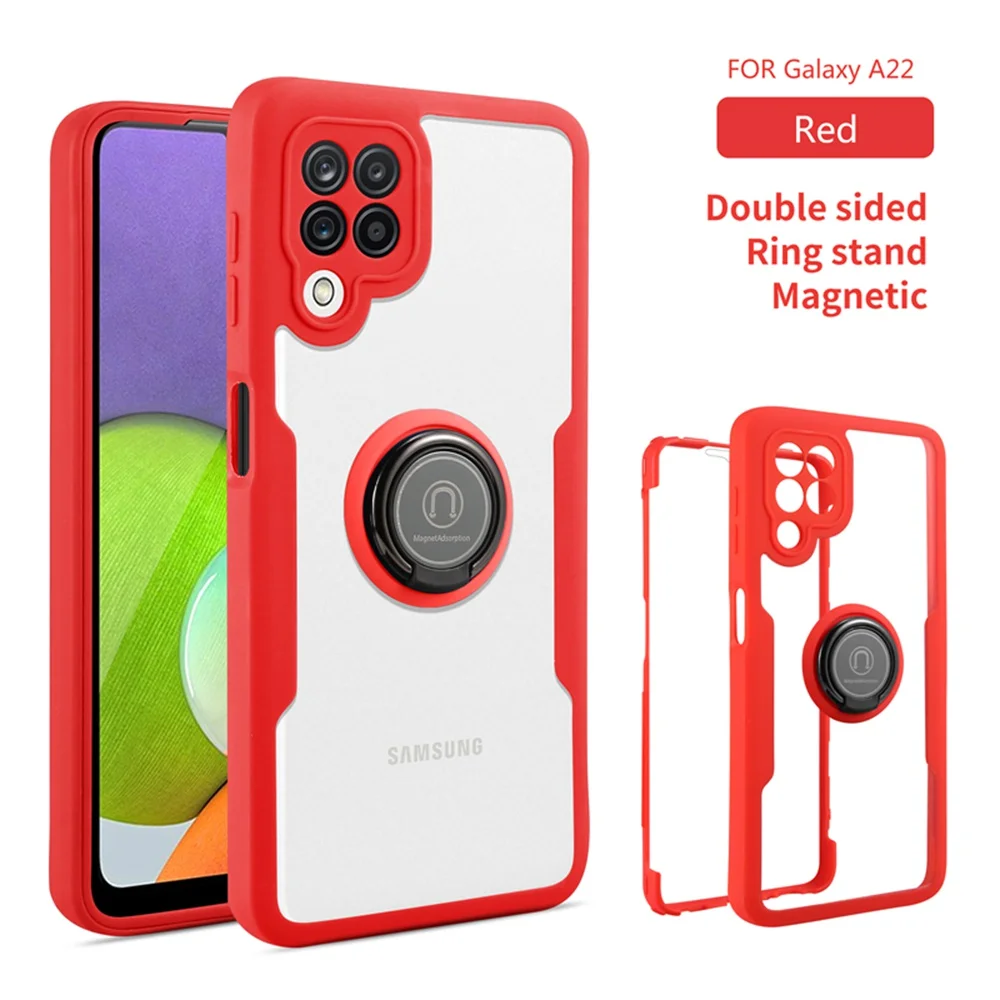 

Magnetic Transparent 360 all inclusive Phone Case for Samsung A22 4G A82 A32 A22 5G S21FE Shockproof Cover Holder Ring