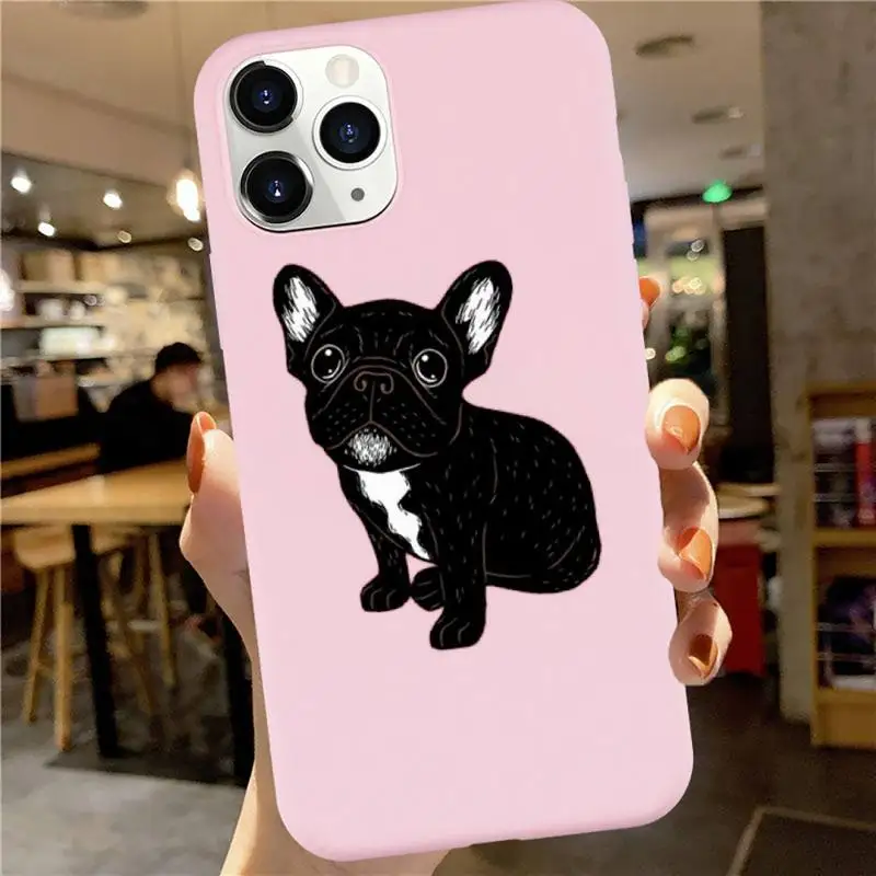 

Brindle Frenchie Puppy Phone Case Candy Color for iPhone 6 7 8 11 12 s mini pro X XS XR MAX Plus custom protective funda