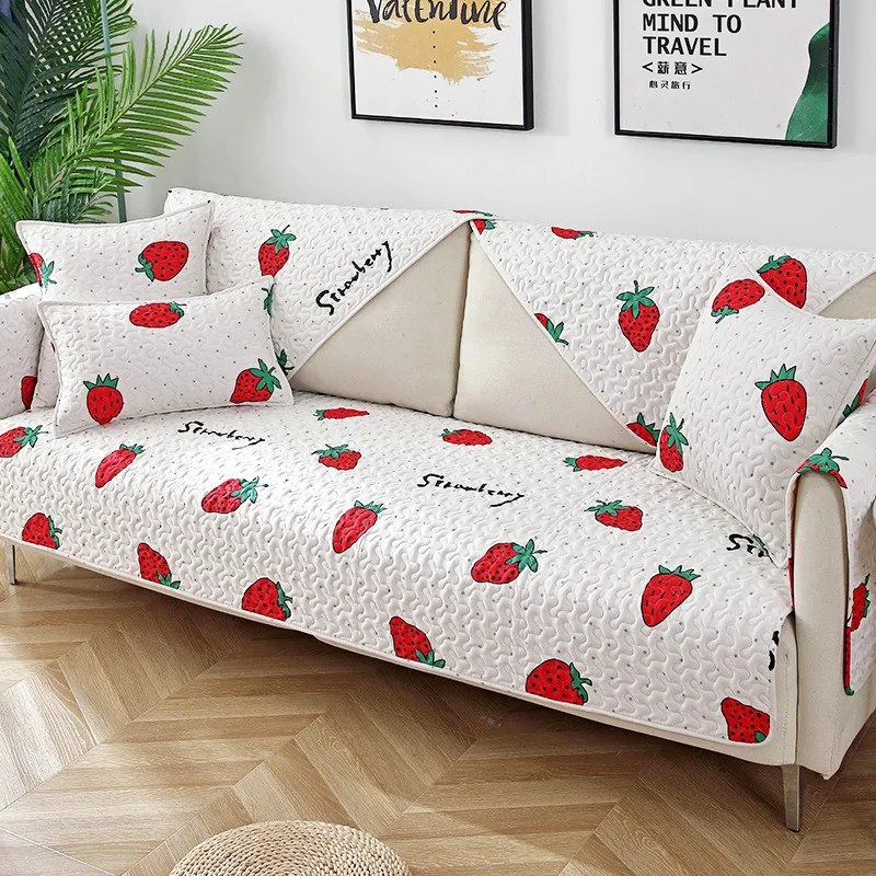 Хлопковый чехол для дивана в клетку и полоску современное минималистичное