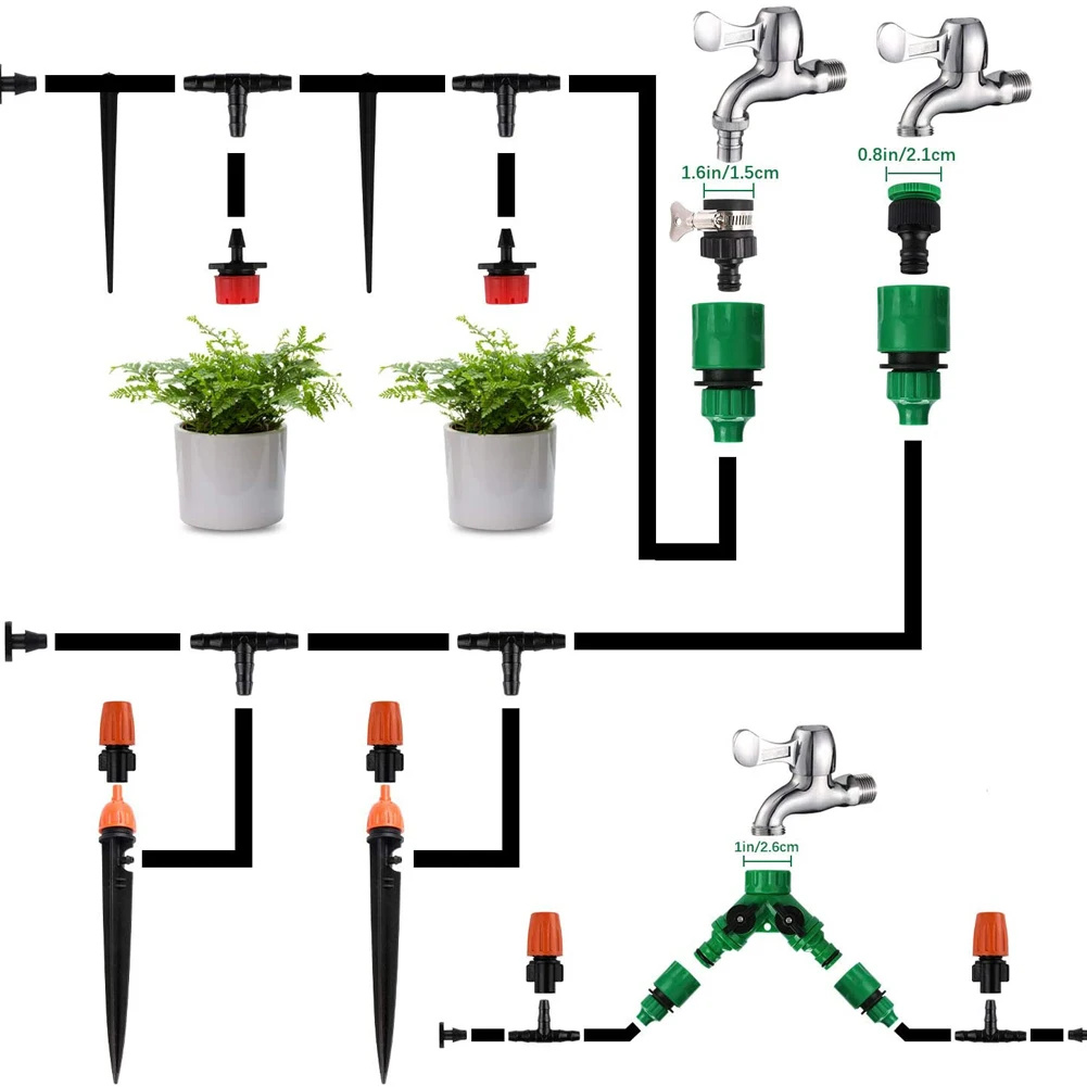 

25M DIY Drip Irrigation System Automatic Watering Irrigation System Kit Garden Hose Drip Watering Kits Adjustable Dripper Micro